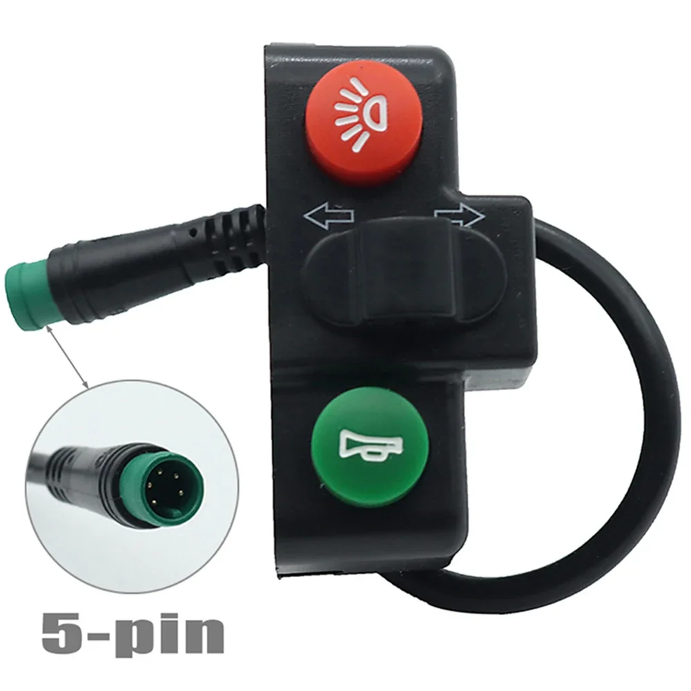 Scooter Ebike Electric Bicycle Switch Horn Turn Signal with 5PIN Waterproof Plug 22mm 3-In-1 Throttle Control