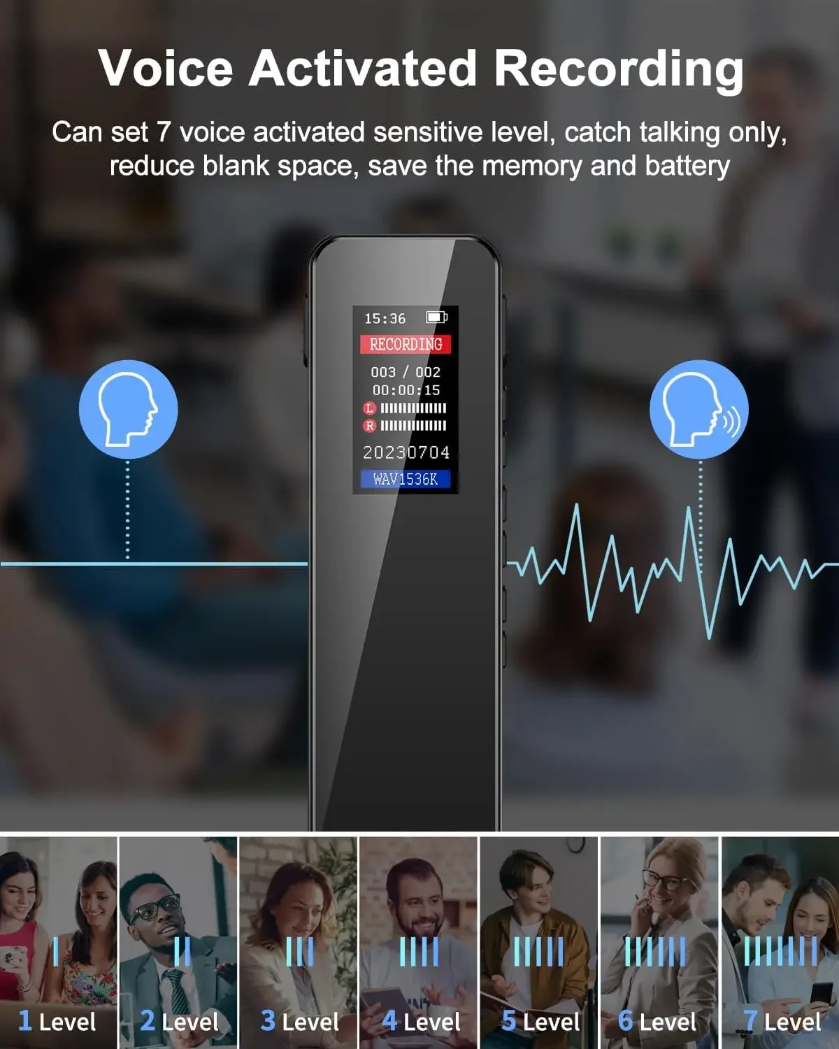Digital Voice Activated Recorder for Lectures And Meetings with Capacity Sound Audio Recorder