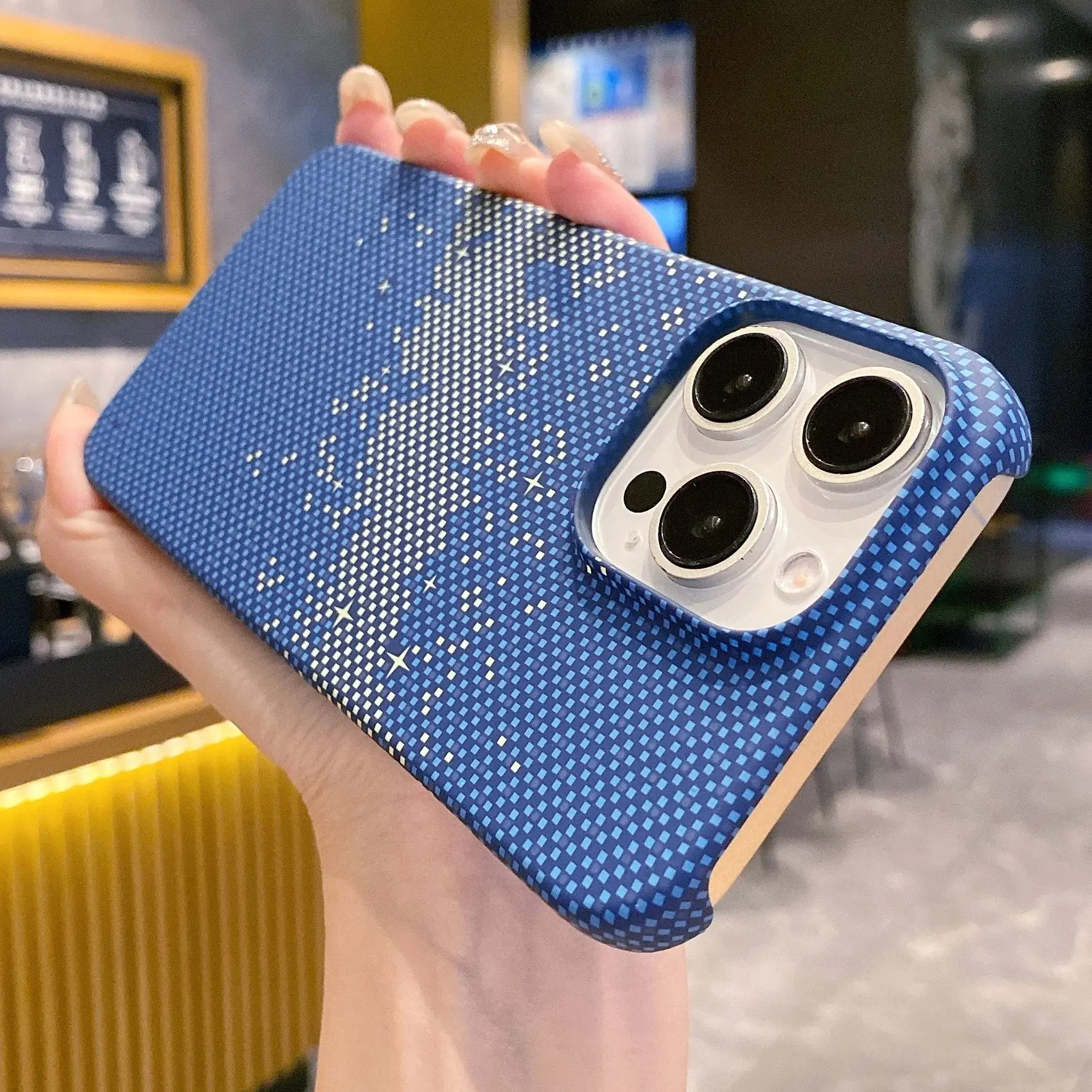 Luxury Kailaf Carbon Pattern Slim PC Phone Case For iPhone Pro Max Starry Sky Kevlar Shockproof Hard Capa