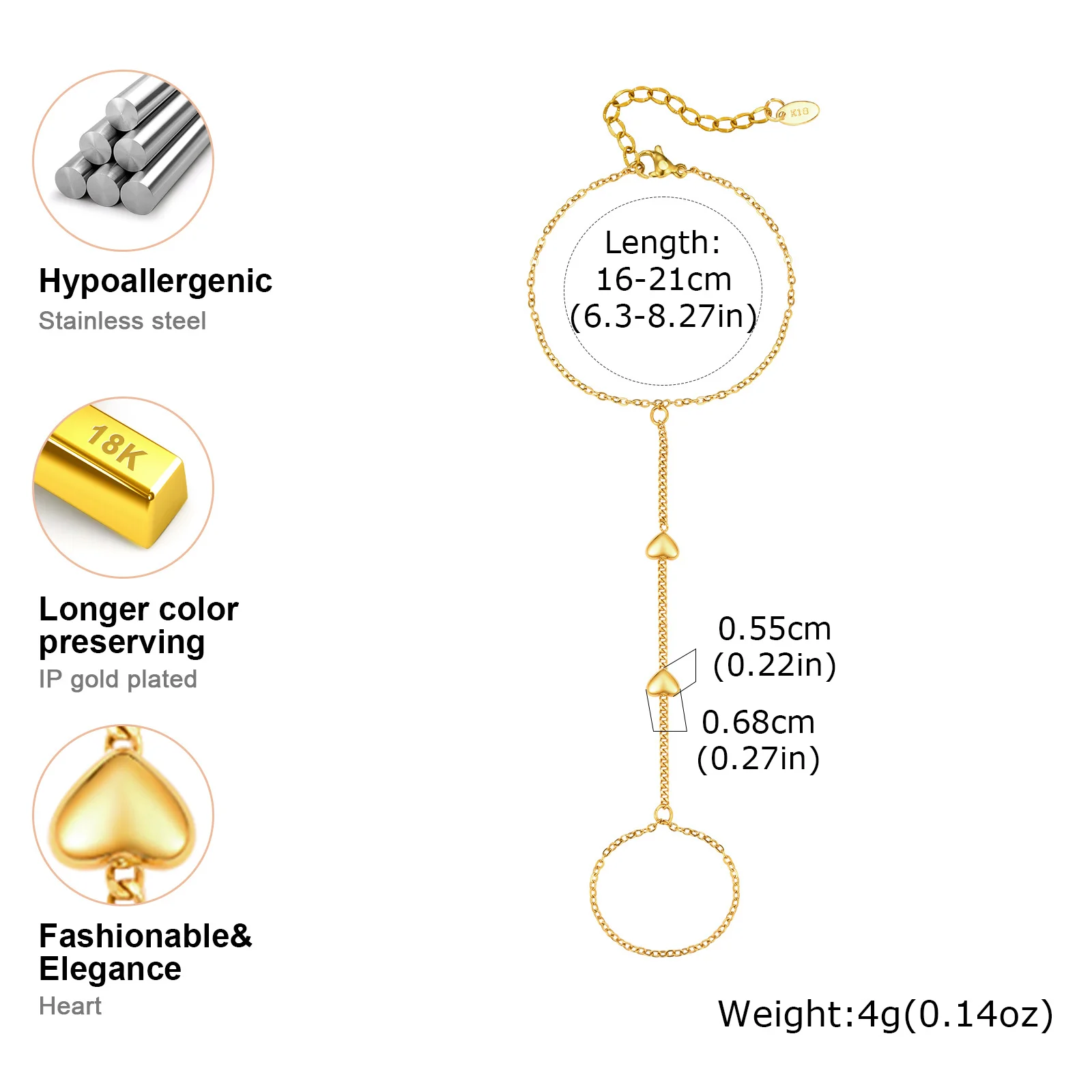 Vnox Stainless Steel Beads Link Chain Finger Bracelets For Women New Fashion Finger Hand Chain Jewelry Gifts stainless steel bracelet chain bracelet beaded bracelet