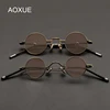 Small Round Crystal Glass Sunglasses Man Vintage Punk Natural Mineral Sun Glasses Woman Brown Stone Lens Copper Anti Scratch
