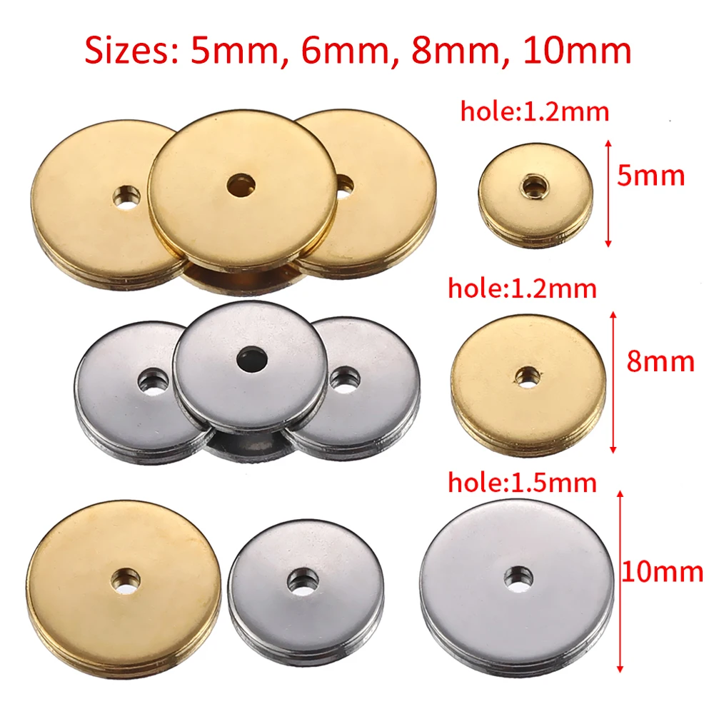 40 Stück 20 Stück Edelstahl flache runde Abstandshalter lose Perlen für Halskette, Armband, Ohrringe, Schmuckherstellung, DIY-Anhänger, Charms – Detail 1