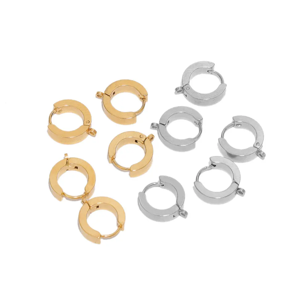 10Pcs Edelstahl Flache Ohr Stud Haken Mit Schleife Runde Ohr Post Mit Ring DIY Schmuck Punk Hiphop Ohrring Machen zubehör – Detail 1
