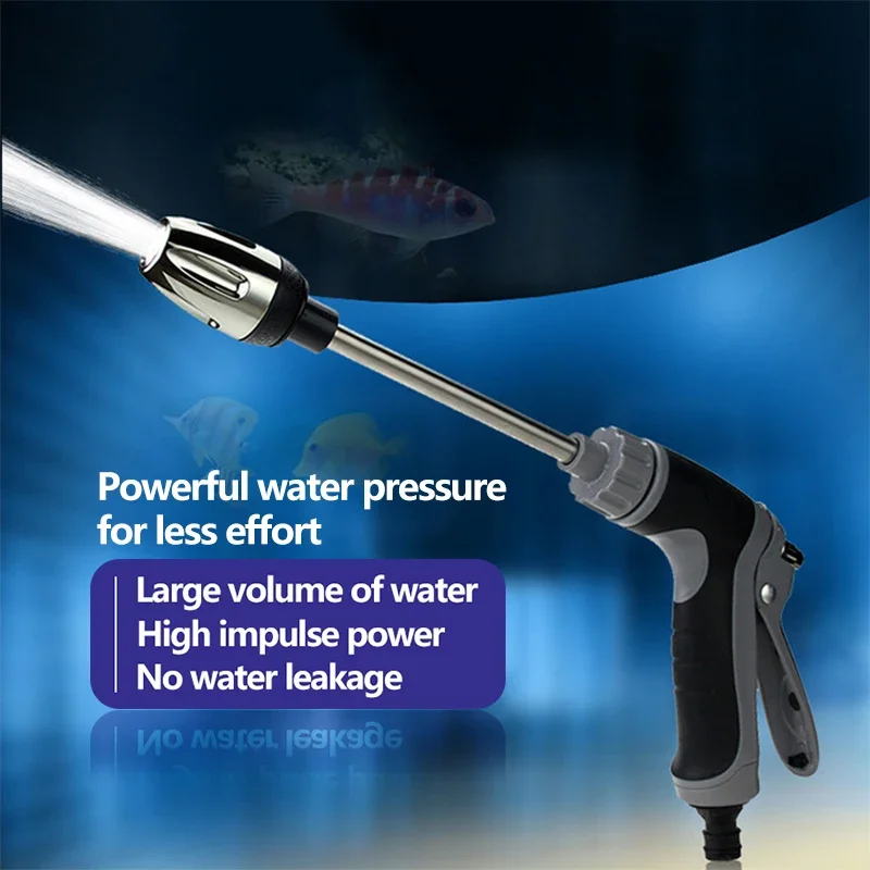New High-Pressure Car Wash Water Gun Household And Alloy Long Pole With Rubber Handle Watering Tools Metal Extension Wrapped 2