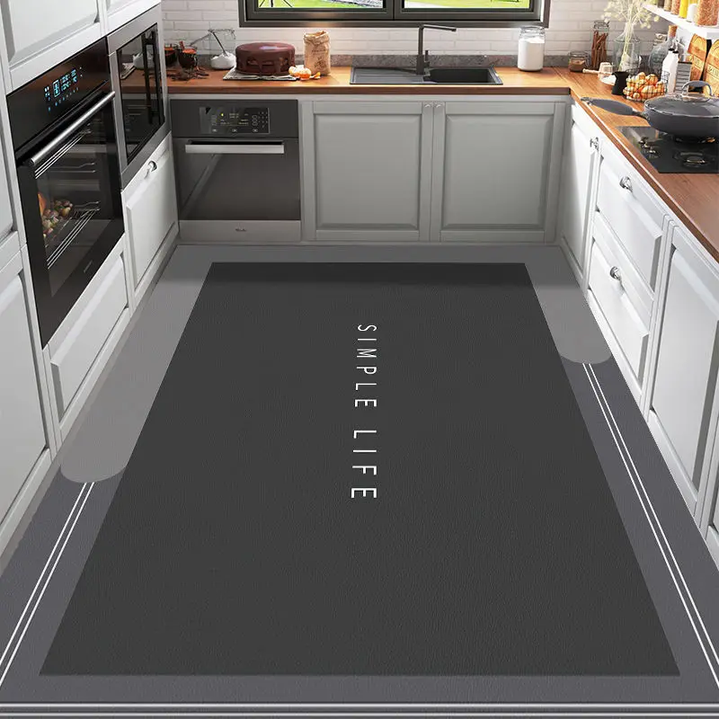 Kitchen Floor Mat Anti Slip and Oil Proof Carpet Absorbent Scrubbable Carpet Wash Free and Dirt Resistant Household Floor Mats 2