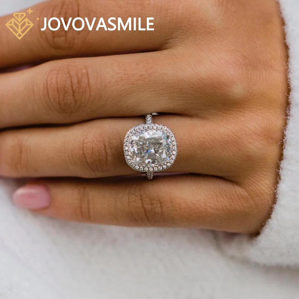 

JOVOVASMILE Moissanite Engagement Rings 6 Carat 11.5x10mm Crushed Ice Hybrid Cut Serling Silver 18K White Gold Plated Jewelry