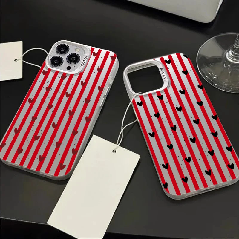 Stripe Love Heart Hard Cover Case - Stylish Protective Design
