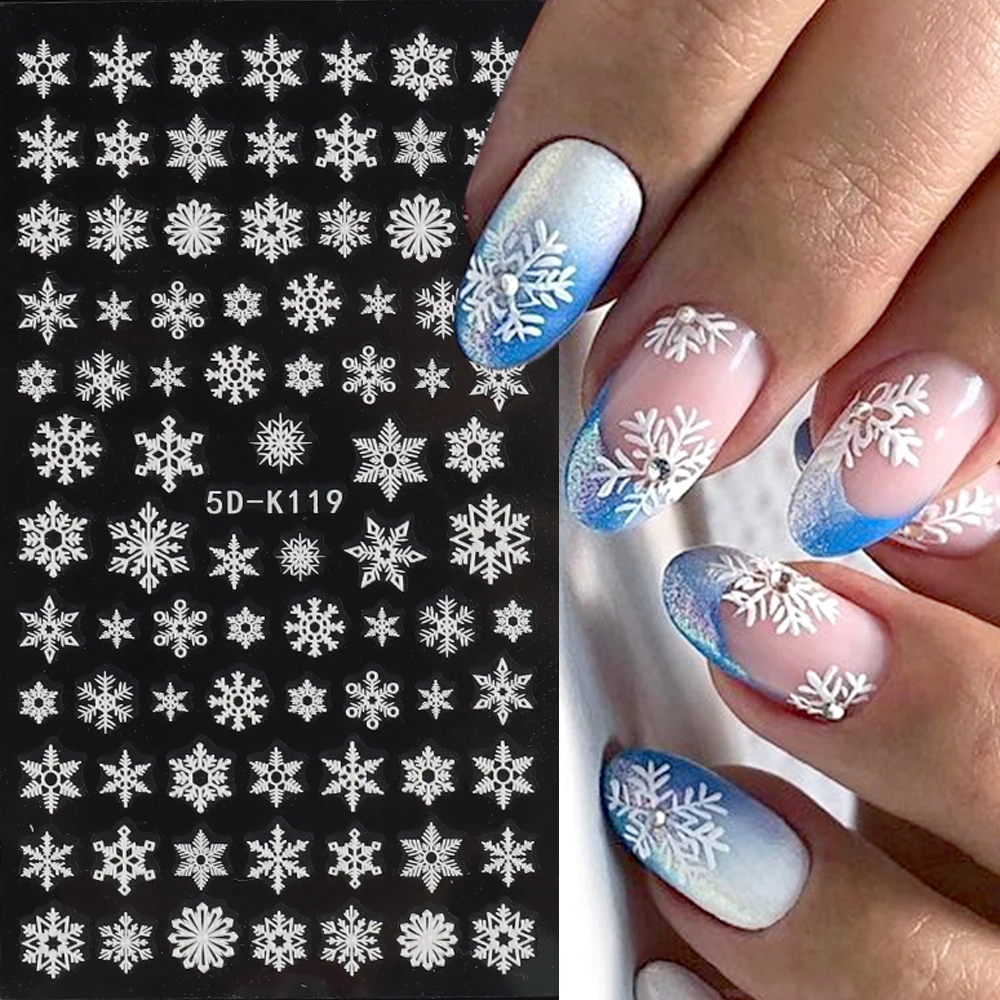 Relief Self Adhesive Christmas Lights Elk Santa Claus Snowflake Nail Decals  Nail Art Decorations Manicure Accessories Christmas Nail Stickers A5 -  Walmart.com