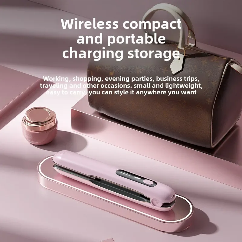 USB Charging Wireless Hair Straightener Straight Roll Dual-purpose Curling Iron Portable Straight Plate Splint Hairstraightener