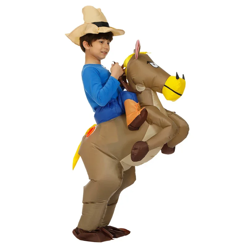 

40 to 59 Inch Tall Kids Gift Animal Halloween Costume for Kids Inflatable Cowboy Ride Horse Children's Day Purim Party Dress