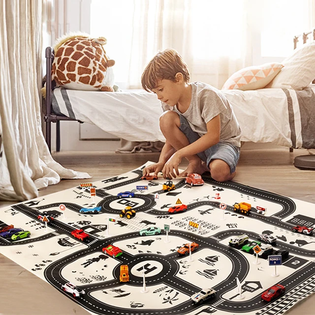 Baby Play Mat Road Map for Kids Cartoon Plastic Thin Traffic Rug Boys Girls Toys Playmat Babies