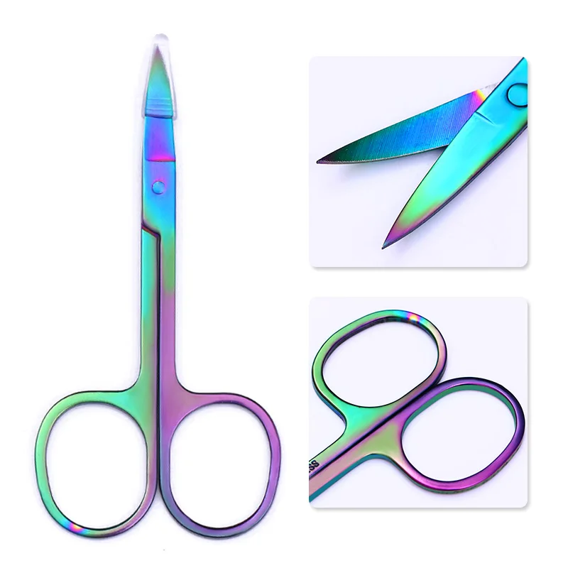 Chameleon Curved Head Eyebrow Scissor Makeup Trimmer Facial Hair Remover Manicure Scissor Nail Cuticle Tool fingernail clipper degree rotate nail pedicure tool art swivel toenail trimmer manicure toe cutter scissor