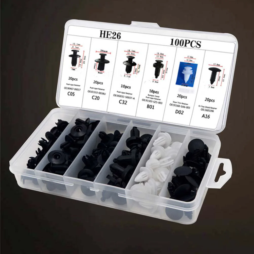 

100 PCS Push in Fasteners Pin Clips Automotive for Cars Automatic Universal Pins