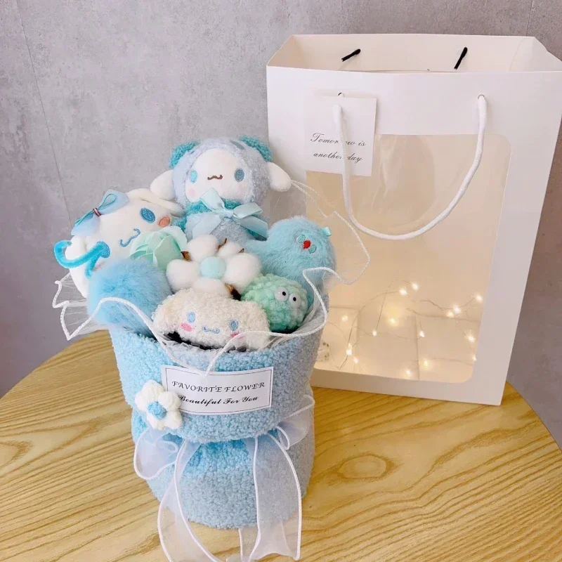 

New Sanrio Cinnamoroll Kuromi Doll Bouquet Kawaii Plushies Valentine's Day Gift For Girlfriend's Birthday Cute Plush Toys Gifts