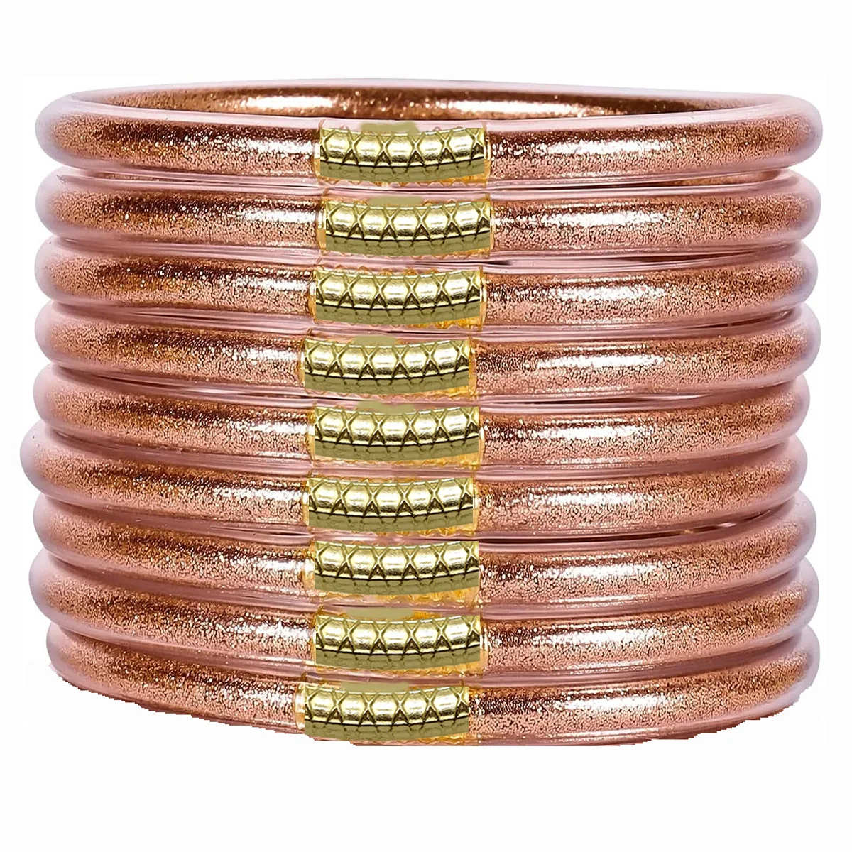 Set Di 4 Braccialetti In Gelatina Glitterata Per Donne - Bracciali Elastici Impilabili Con Fiocco - Gioielli Colorati E Fashion - 3