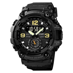 Enhanced Military LED Display Waterproof Quartz Wristwatch for Men - Sporty Shockproof Design (Black)