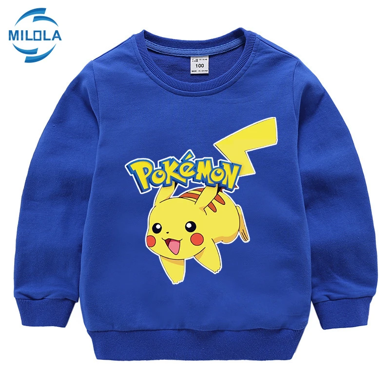 con capucha y estampado Pokemon para niños y niñas, ropa de larga de algodón con estampado de con capucha y sudaderas| - AliExpress