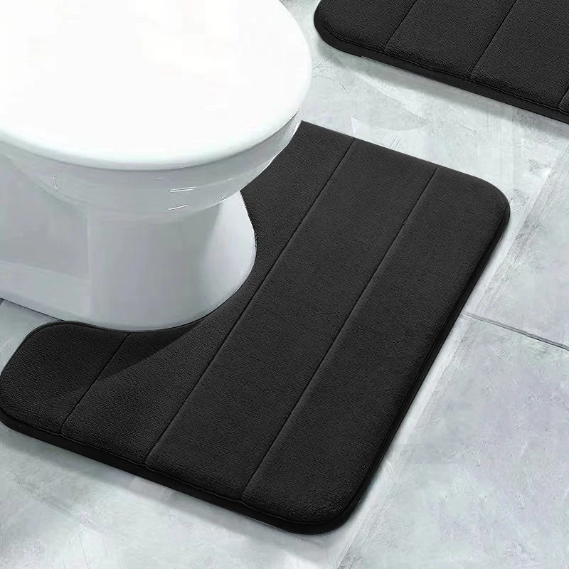 Memory Foam Toilet Rug U-Shaped Ultra Soft Absorbent Non-Slip Toilet Bath Mat Contour Bathroom Rugs