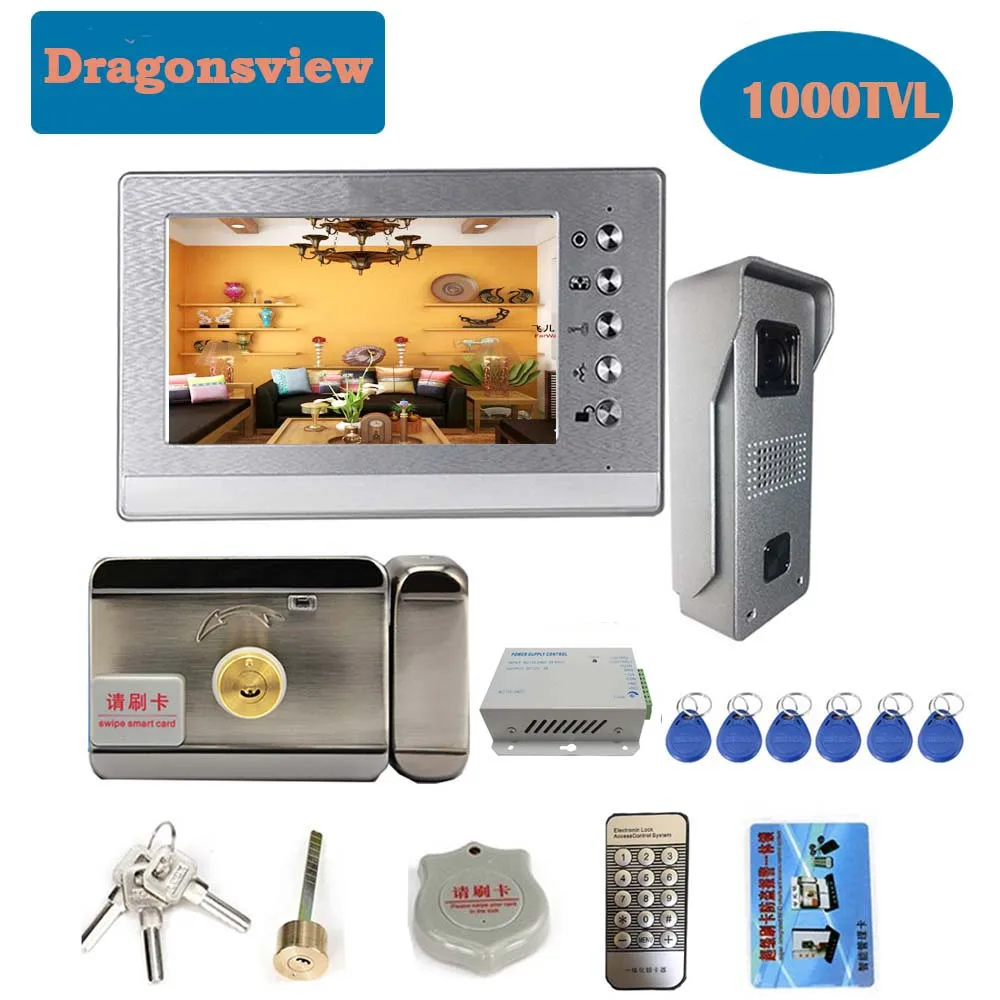 Dragonsview 7 Inch Video Intercom Doorbell with Camera Video Door Phone Intercom System Electric Lock   Unlock Talk Waterproof 