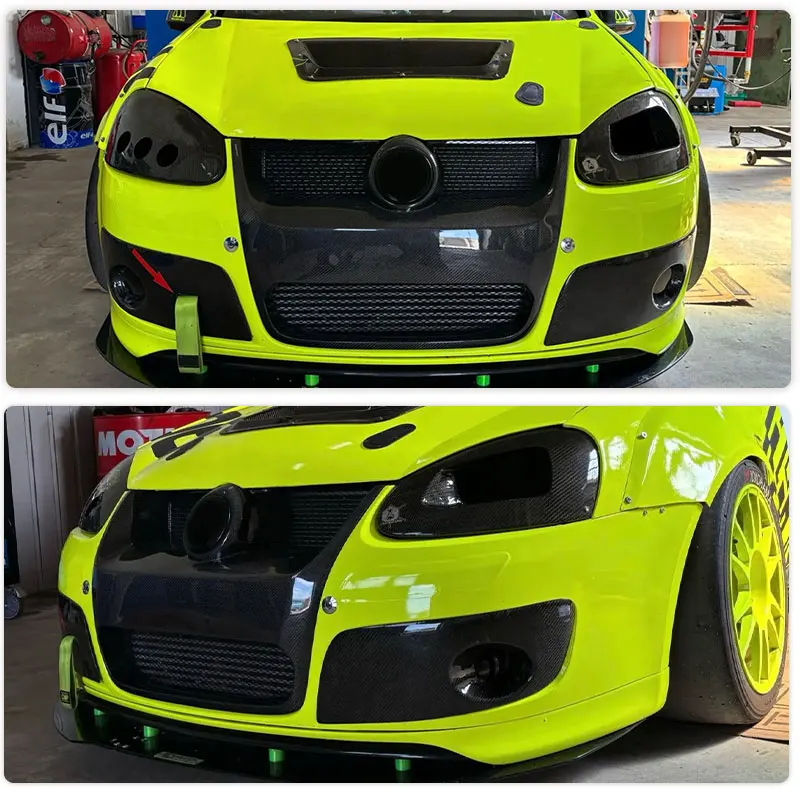 폭스바겐용 탄소 섬유 자동차 앞 범퍼 키드니 그릴, 자동차 그릴 바디 키트 교체, 폭스바겐 골프 5 GTI MK5 2-문짝 2004-2007