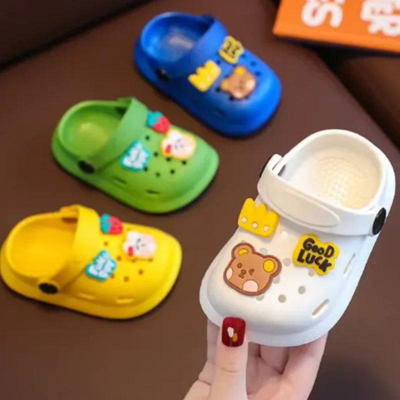 Boys Girls Cute Cartoon Beach Slippers Sandals Kids Garden Shoes Outdoor Children Slippers Baotou Anti-kick Water Shower Slipper 2