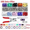 Snap Button Plier Tool 100/200 Set 10Color Metal DIY Hand Pressure Studs Fasteners Kit Installing Clothes Bag Sewing Accessories 3