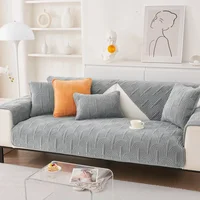Thickeing Plush Arched Shape Pattern Sofa Cushion New Soft Sofa Cover Sofas Cover Universal Anti-slip Solid Color Couch Cushion 2