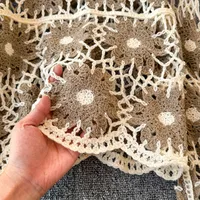 Daisy Crochet Knit Sweater Long Sleeve Sheer Open-knit Crop Knit Top Pullover for Women Teen-girl Fall Winter Boho Beach Outfit - Image 5