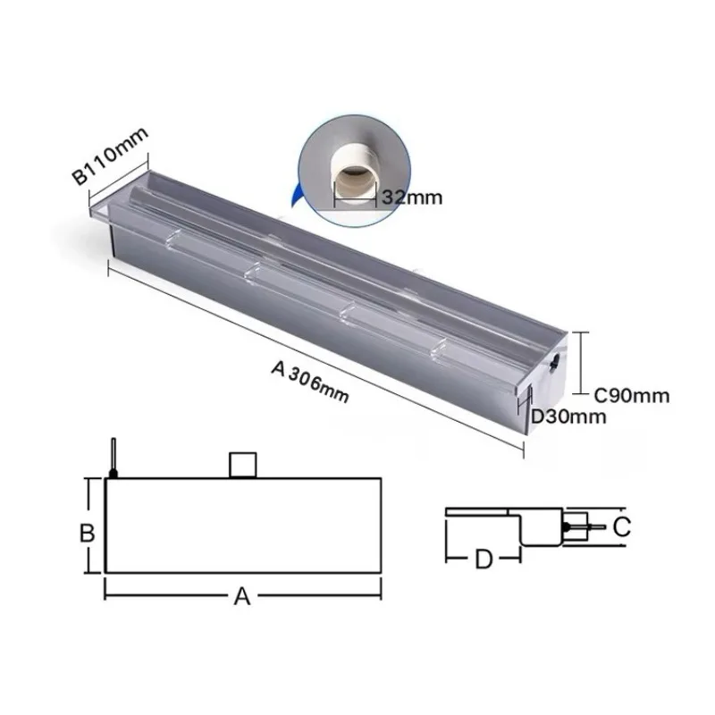 아크릴 시어 디센트 워터폴 월 분수 LED 라이트 워터 블레이드 캐스케이드 수영장 스파 정원 조경 디자인용