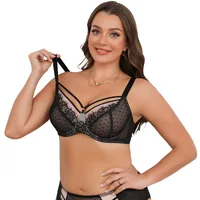 Soutien-gorge en dentelle grande taille, maille fine brodée, bonnet complet, soutien supérieur, sous-vêtements ajustés 6