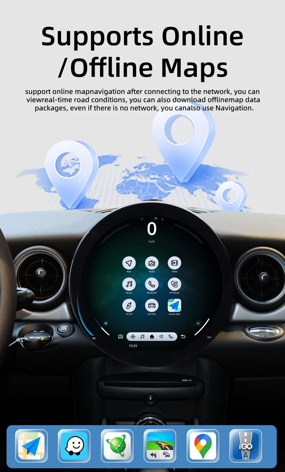 Android 15 Car Radio For BMW MINI R56 R60 2007-2016 Multimedia Player Supports C