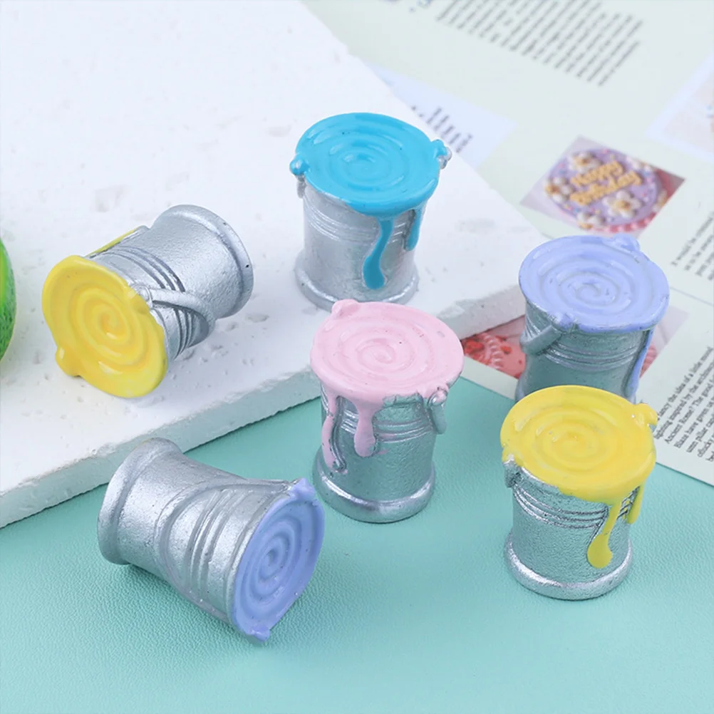 

8 Pcs Simulated Paint Bucket Tiny Crafts Mini House Prop Decors Resin Model Models Accessory Shape Small Outdoor Adornment