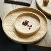 Rattan Woven Tray Convenience Store Handmade Round Basket Food Craft Rattan Tray for Food Fruit Storage Breadbasket Organizer 4