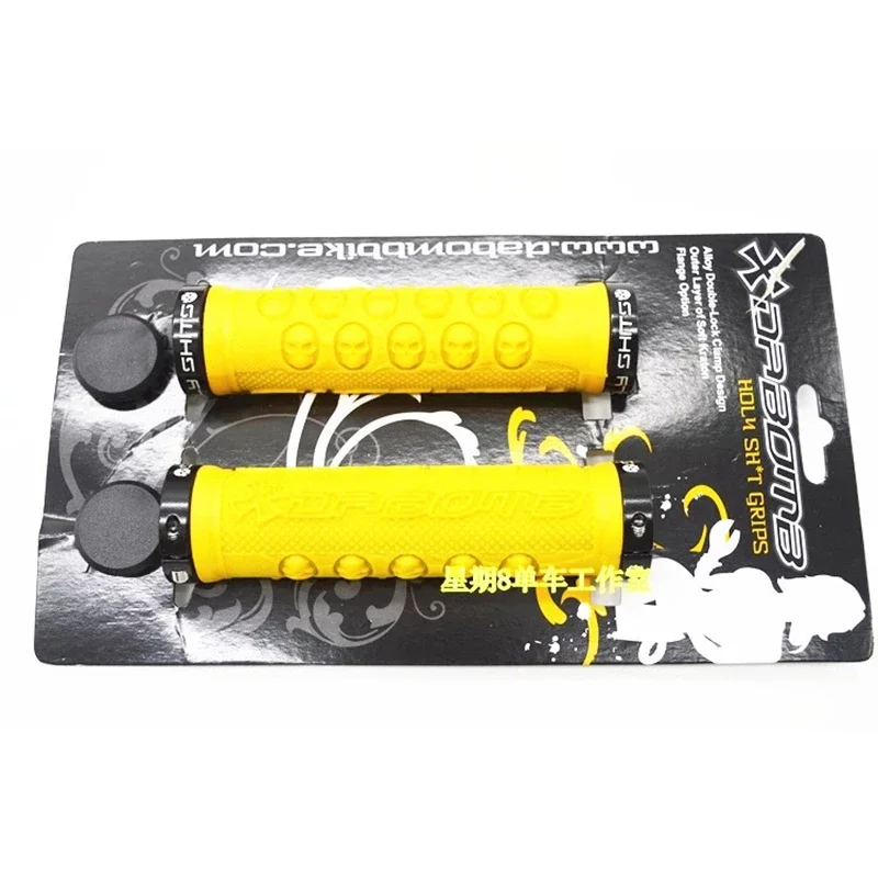 Skull Design TPR Rubber grip Double Lock-on MTB Fixed Gear Bicycle Black Grips