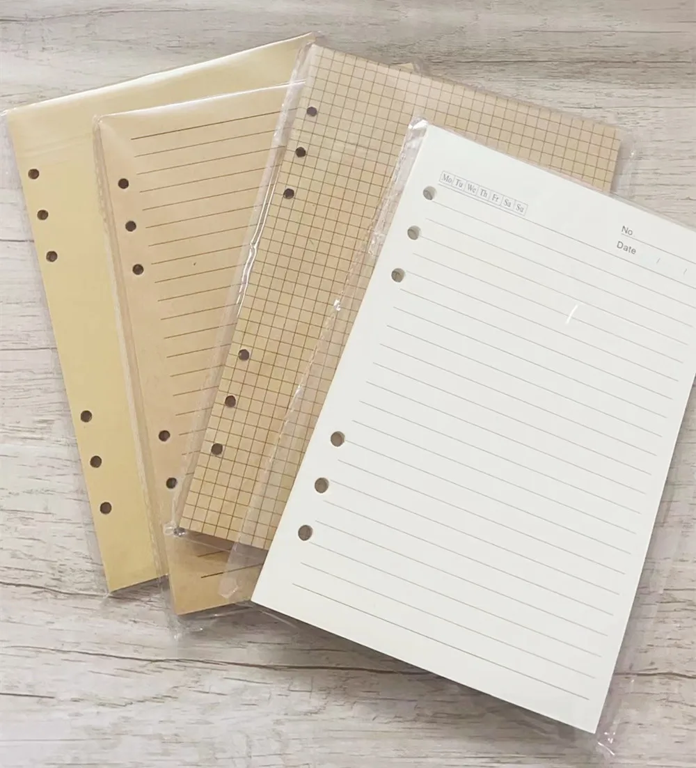 A5 A6 A7 Craft Loose Leaf Notebook Refill Spiral Binder Inner Page Line Blank craft Grid Inside Paper Stationery