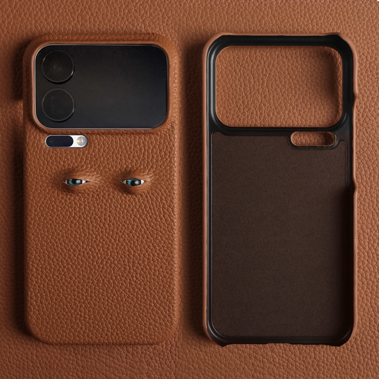 Unique Eye Design Genuine Leather Phone Shell - Personal Back Protective Case