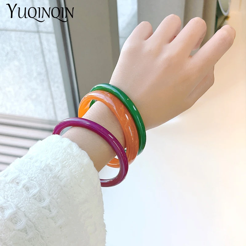 Vintage Resin Acrylic Bangle Bracelet Set for Women Jewelry with Charms 3pcs bangle bracelet