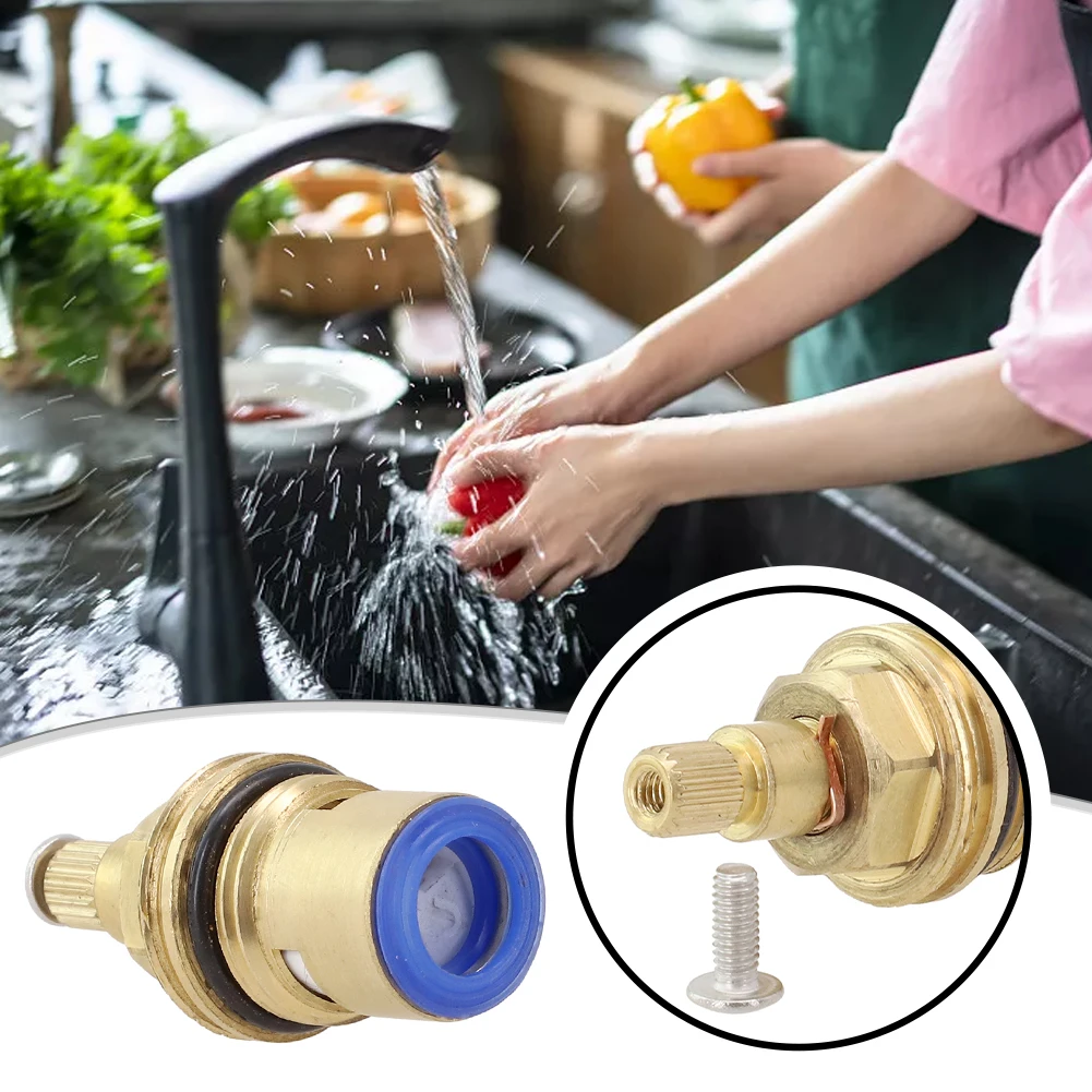 Bathroom Faucet Universal Tap Valves Brass Ceramic Disc Gland Quarter Turn 20 Teeth 1/2" Inner Faucet Valve Replacement
