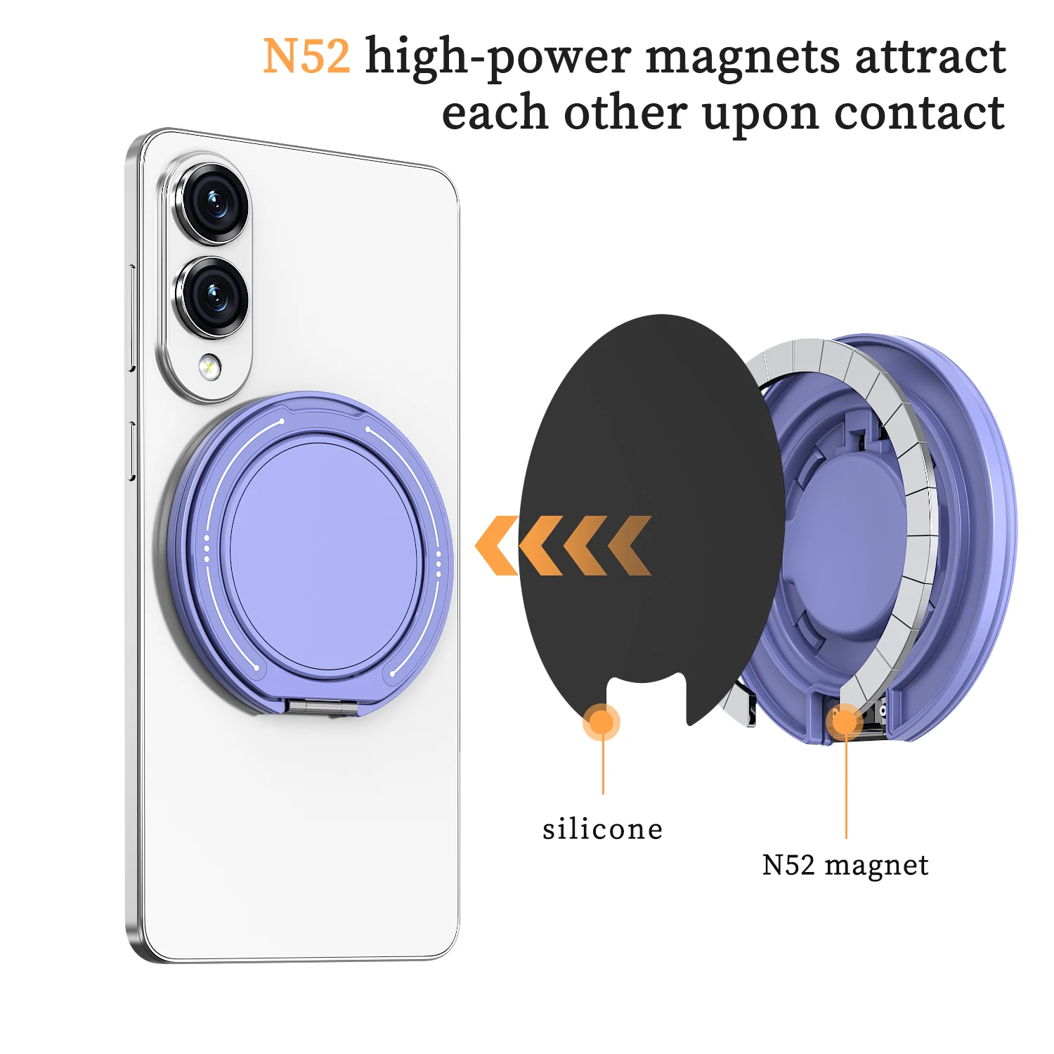 360° Rotatable Magnetic Phone Ring Holder and Stand with Universal Desktop Bracket