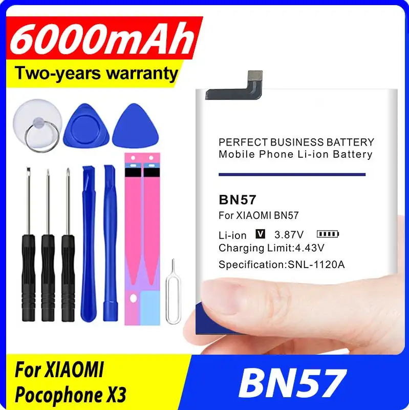 

100% Original New 6000mAh Replacement BN57 Battery for Xiaomi Pocophone X3 Poco X3 Pro in Stock