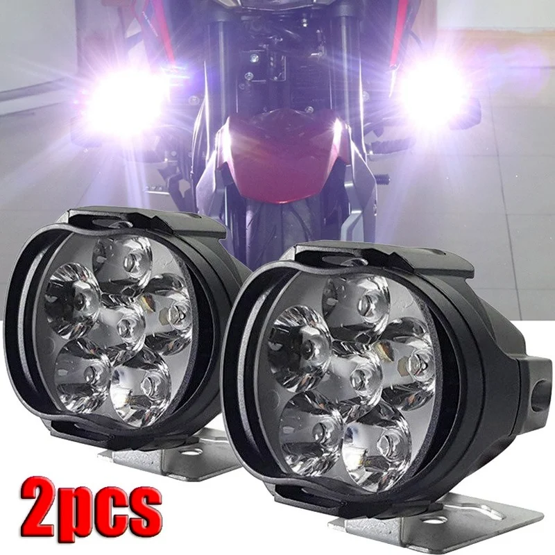 

2pcs LED Auxiliary Headlight for Motorcycle Spotlight Lamp Electric Vehicle Bike 6 LED Auxiliary Headlight Bright Moto Car Light