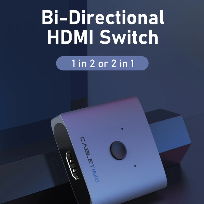 HDMI splitter switch CABLETIME 4K 2 in 1 Out 60Hz HDMI-compatible 2.0 Hub Switcher for PC Laptop HDTV Xbox PS4 PS5 TV Macbook