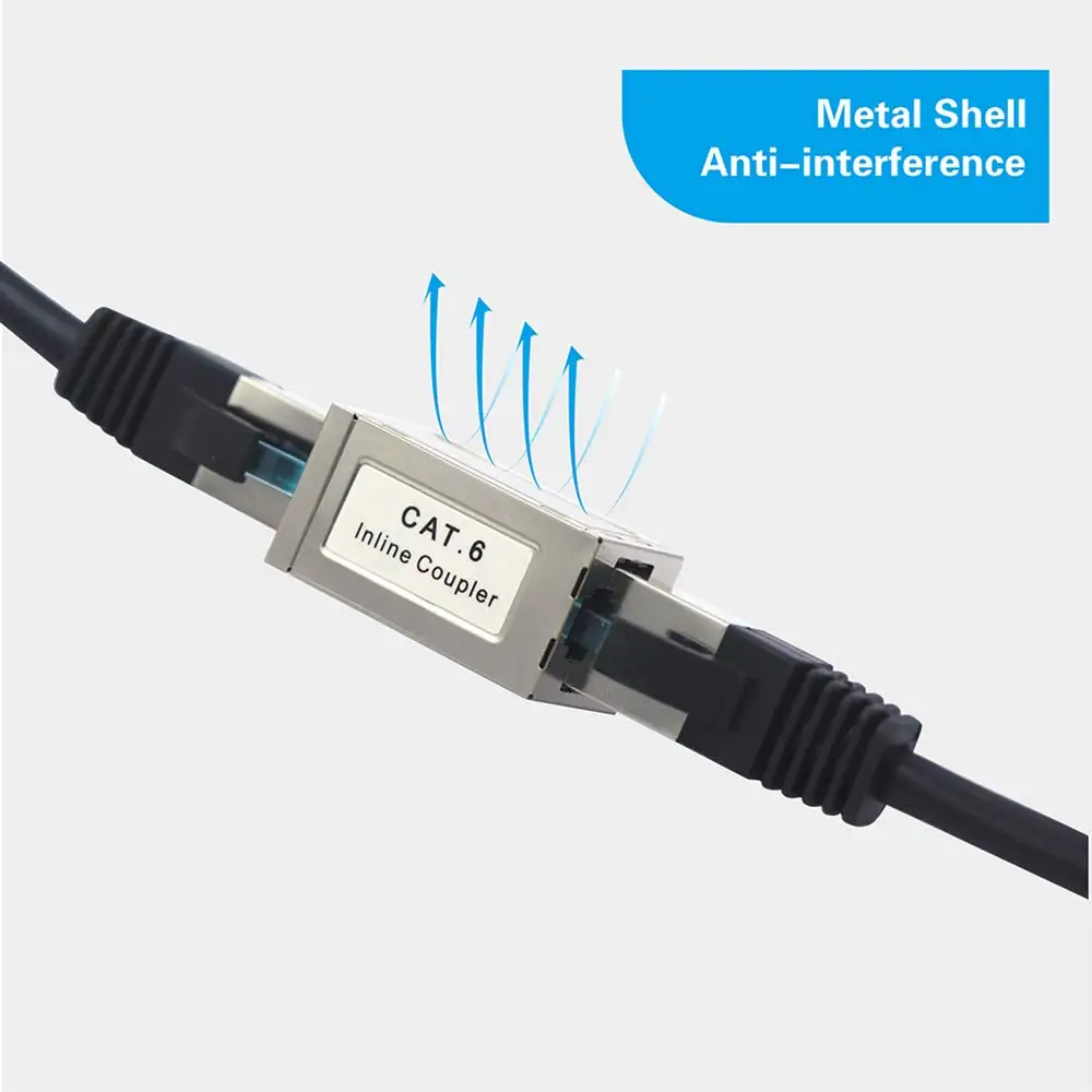RJ45 Cat6 커플러 실드형 10팩, 이더넷 케이블 연장기 CAT6/CAT5E/CAT5 인라인 커플러 PoE 암-암 커넥터 실리콘 재질