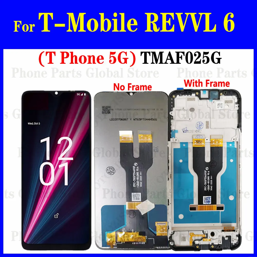 For T-Mobile Revvl 6 / For T Phone 5G Tmaf025G Lcd Tmaf025G Da 6.52 Pollici Con Cornice Per T-Mobile Revvl 6 Display Per T Phone 5G Screen Touch Digit