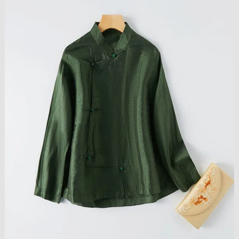 Retro Ethnic Style Diagonal Button Shirt Women's Tang Dress Chinese Traditional Shirt Spring And Autumn