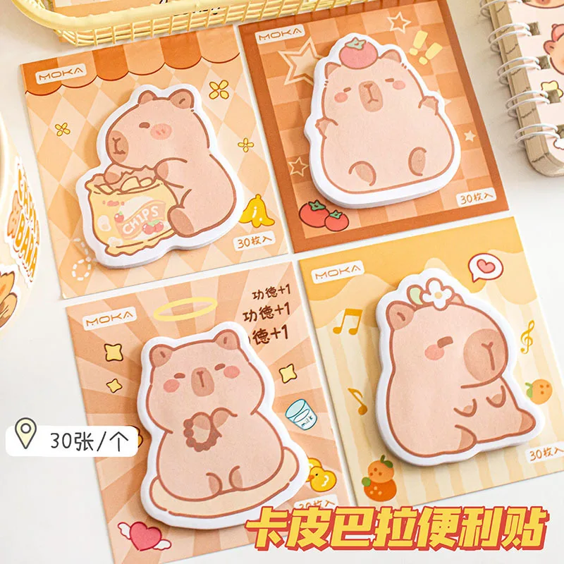 Niedliche Capybara Haftnotizen Wiederverwendbare Notizblöcke für Journaling Ästhetisches Cartoon-Notizpapier Schülerbedarf Scrapbooking-Set – Detail 7