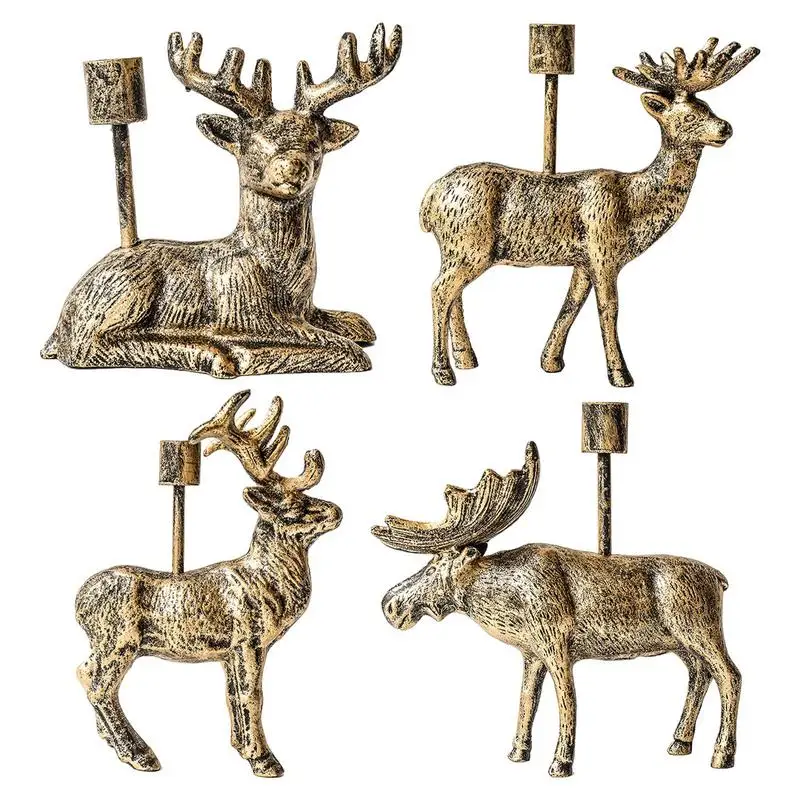 

Deer Candlestick Holder Artificial Christmas Simulation Sika Deer Reindeer Fairy Tale Garden Props Animal Statue Decorations