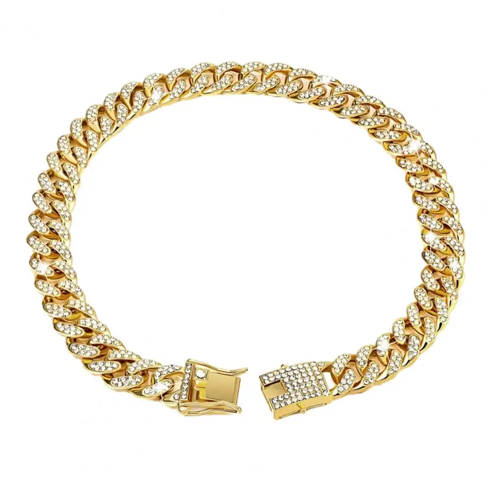 Dog Collar Pet Collar Pet Necklace Dog Collar Cute Pet Necklace Sparkling Rhinestone Chain Collar for Small Medium Dogs Metal Cat Necklace with Gold Link Pet