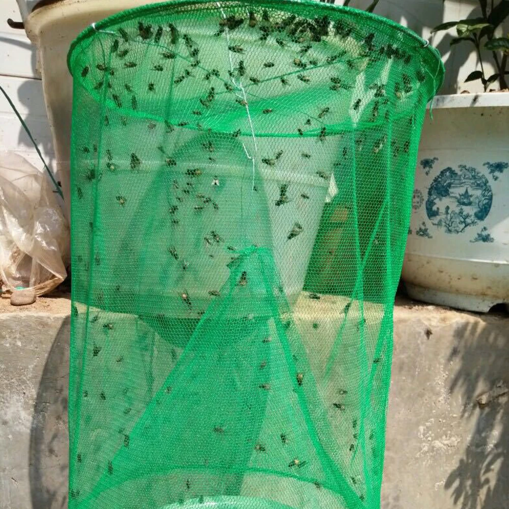 Fly Trap 1pc Garden Protector Pest Control Fly Catcher Reusable Hanging Fly Catcher Cage Net Trap Farm Hanging Bird