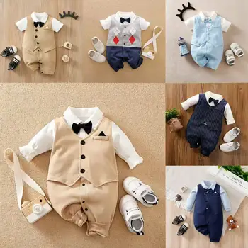 0-18 Body per neonati stile gentiluomo bello cotone formale confortevole morbido ragazzi e ragazze vestiti estivi a maniche corte per neonati